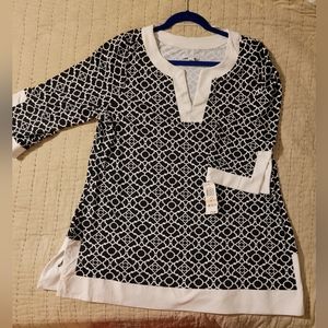 NWT Charter Club Black/White 2 XL Tunic Top